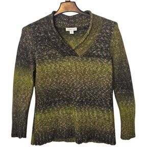 Coldwater Creek Shawl Collar Wool Blend‎ Sweater Striped Women's Large